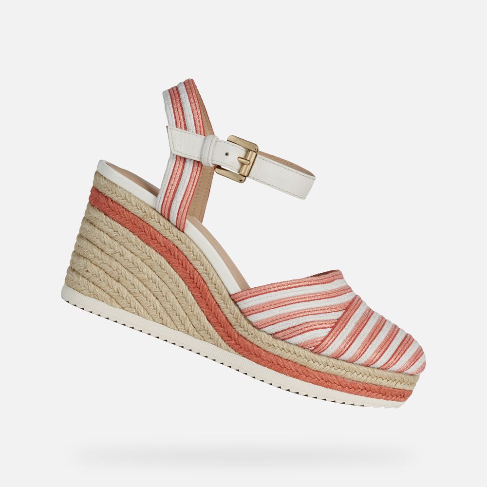 Geox Bayan Sandalet Kırmızı/Beyaz - Ponza - PLI-358490